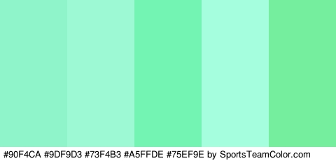 #90F4CA #9DF9D3 #73F4B3 #A5FFDE #75EF9E Colors