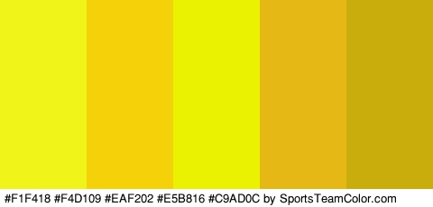 #F1F418 #F4D109 #EAF202 #E5B816 #C9AD0C Colors