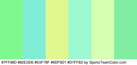 #7FF98D #82EDD6 #E0F78F #9DF9D1 #D7FFB2 #80EDA2 Colors