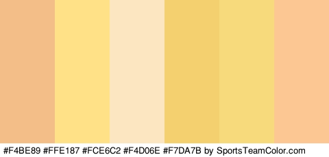 #F4BE89 #FFE187 #FCE6C2 #F4D06E #F7DA7B #FCC792 Colors