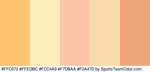 #FFC672 #FFEDBC #FCC4A9 #F7DBAA #F2A47D Colors