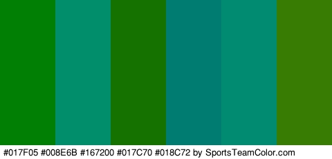 #017F05 #008E6B #167200 #017C70 #018C72 #387C04 Colors