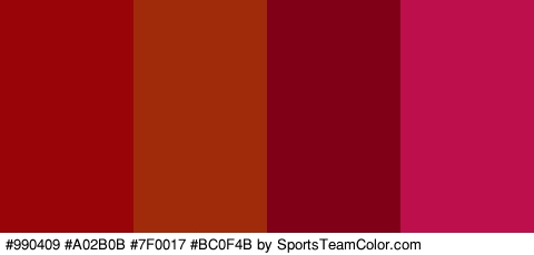 #990409 #A02B0B #7F0017 #BC0F4B Colors