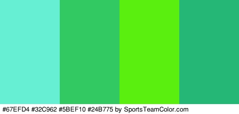 #67EFD4 #32C962 #5BEF10 #24B775 Colors