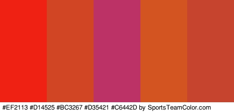 #EF2113 #D14525 #BC3267 #D35421 #C6442D Colors