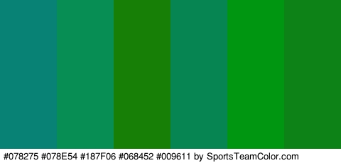 #078275 #078E54 #187F06 #068452 #009611 #0D8216 Colors