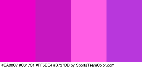 #EA00C7 #C617C1 #FF5EE4 #B737DD Colors