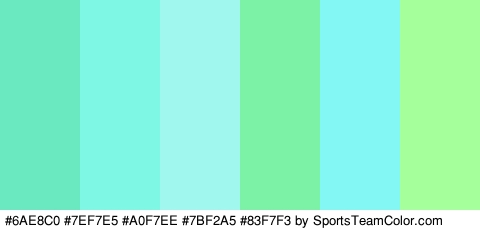 #6AE8C0 #7EF7E5 #A0F7EE #7BF2A5 #83F7F3 #A5FF9B Colors