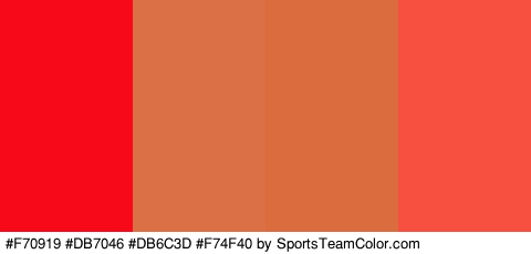 #F70919 #DB7046 #DB6C3D #F74F40 Colors