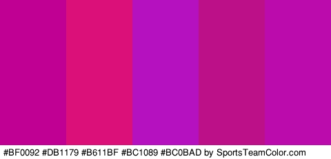 #BF0092 #DB1179 #B611BF #BC1089 #BC0BAD Colors