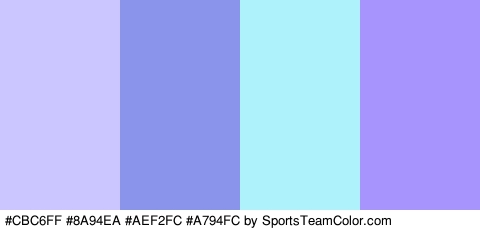 #CBC6FF #8A94EA #AEF2FC #A794FC Colors