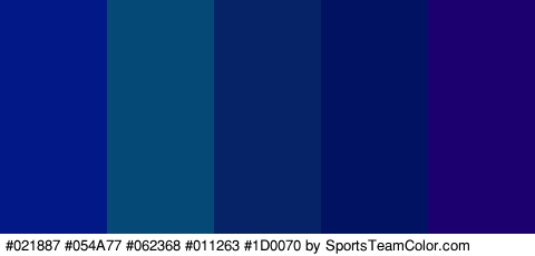 #021887 #054A77 #062368 #011263 #1D0070 Colors