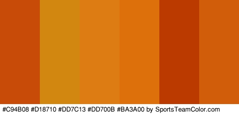 #C94B08 #D18710 #DD7C13 #DD700B #BA3A00 #D15D0A Colors