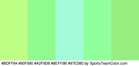 #BDFF84 #90F990 #A2F9D8 #8EFF9B #97ED80 Colors