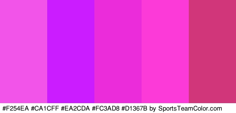 #F254EA #CA1CFF #EA2CDA #FC3AD8 #D1367B Colors