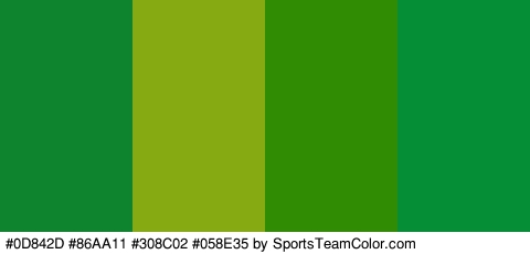 #0D842D #86AA11 #308C02 #058E35 Colors