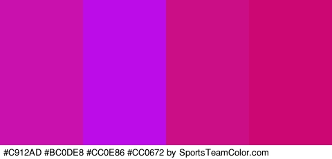 #C912AD #BC0DE8 #CC0E86 #CC0672 Colors