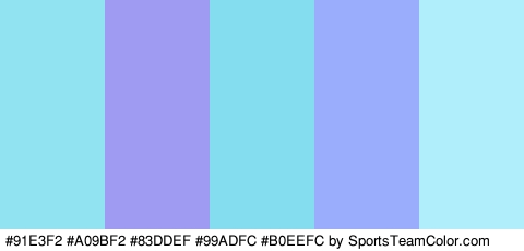 #91E3F2 #A09BF2 #83DDEF #99ADFC #B0EEFC Colors