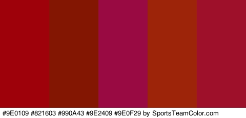 #9E0109 #821603 #990A43 #9E2409 #9E0F29 Colors