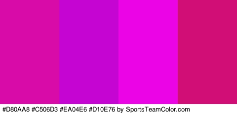 #D80AA8 #C506D3 #EA04E6 #D10E76 Colors