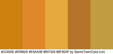 #CC830E #DD862A #E5AA3B #B57329 #BF9D3F Colors