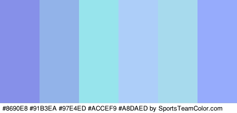 #8690E8 #91B3EA #97E4ED #ACCEF9 #A8DAED #97ABFC Colors