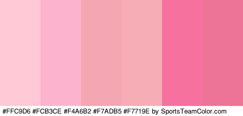 #FFC9D6 #FCB3CE #F4A6B2 #F7ADB5 #F7719E #ED7496 Colors