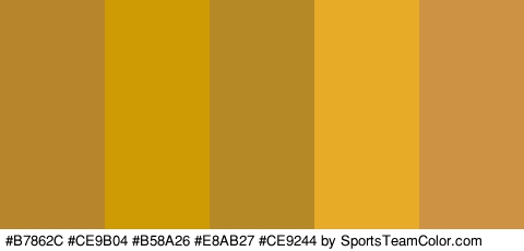 #B7862C #CE9B04 #B58A26 #E8AB27 #CE9244 Colors