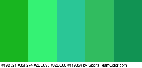 #19B521 #35F274 #2BC695 #32BC60 #119354 Colors