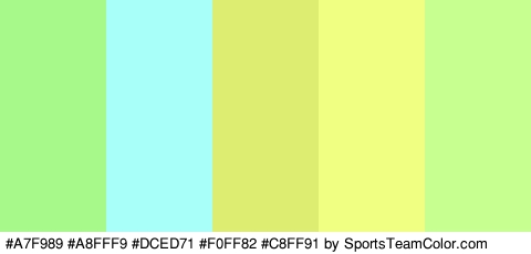 #A7F989 #A8FFF9 #DCED71 #F0FF82 #C8FF91 Colors