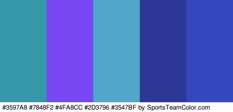 #3597A8 #7848F2 #4FA8CC #2D3796 #3547BF Colors