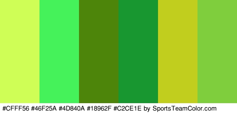 #CFFF56 #46F25A #4D840A #18962F #C2CE1E #7FCE3D Colors