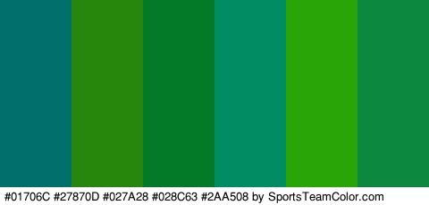 #01706C #27870D #027A28 #028C63 #2AA508 #0D893F Colors