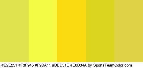 #E2E251 #F3F945 #F9DA11 #DBD51E #E0D34A Colors