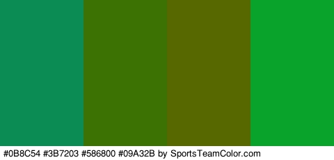 #0B8C54 #3B7203 #586800 #09A32B Colors