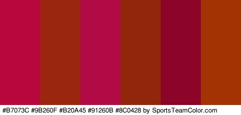 #B7073C #9B260F #B20A45 #91260B #8C0428 #A33303 Colors