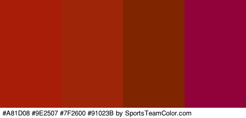 #A81D08 #9E2507 #7F2600 #91023B Colors