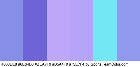 #868EE8 #6E64D6 #BEA7F9 #B5A4F9 #73E7F4 #9099ED Colors