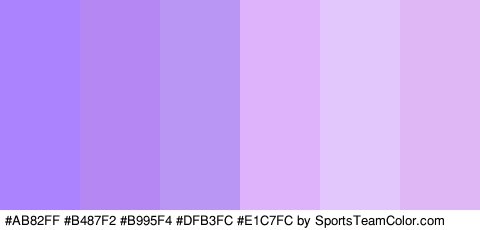 #AB82FF #B487F2 #B995F4 #DFB3FC #E1C7FC #DEB7F4 Colors