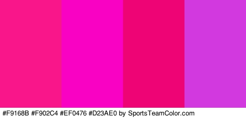 #F9168B #F902C4 #EF0476 #D23AE0 Colors