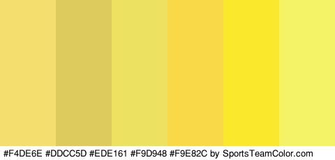 #F4DE6E #DDCC5D #EDE161 #F9D948 #F9E82C #F4F266 Colors