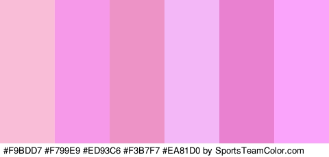 #F9BDD7 #F799E9 #ED93C6 #F3B7F7 #EA81D0 #FAA4FC Colors