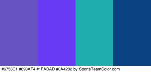 #6753C1 #693AF4 #1FADAD #0A4282 Colors