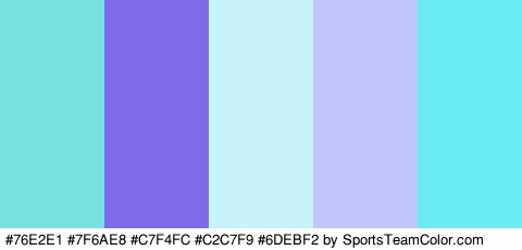 #76E2E1 #7F6AE8 #C7F4FC #C2C7F9 #6DEBF2 Colors