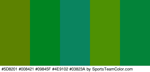 #5D8201 #008421 #09845F #4E9102 #03823A Colors