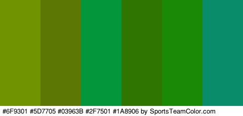 #6F9301 #5D7705 #03963B #2F7501 #1A8906 #088C69 Colors