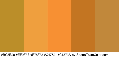 #BC8E29 #EF9F3E #F78F33 #C47521 #C1873A Colors