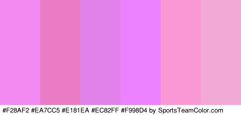 #F28AF2 #EA7CC5 #E181EA #EC82FF #F998D4 #F2A9D5 Colors