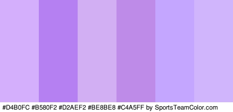 #D4B0FC #B580F2 #D2AEF2 #BE8BE8 #C4A5FF #D0B5FC Colors