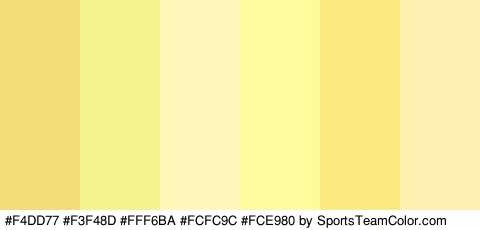 #F4DD77 #F3F48D #FFF6BA #FCFC9C #FCE980 #FFF0B2 Colors